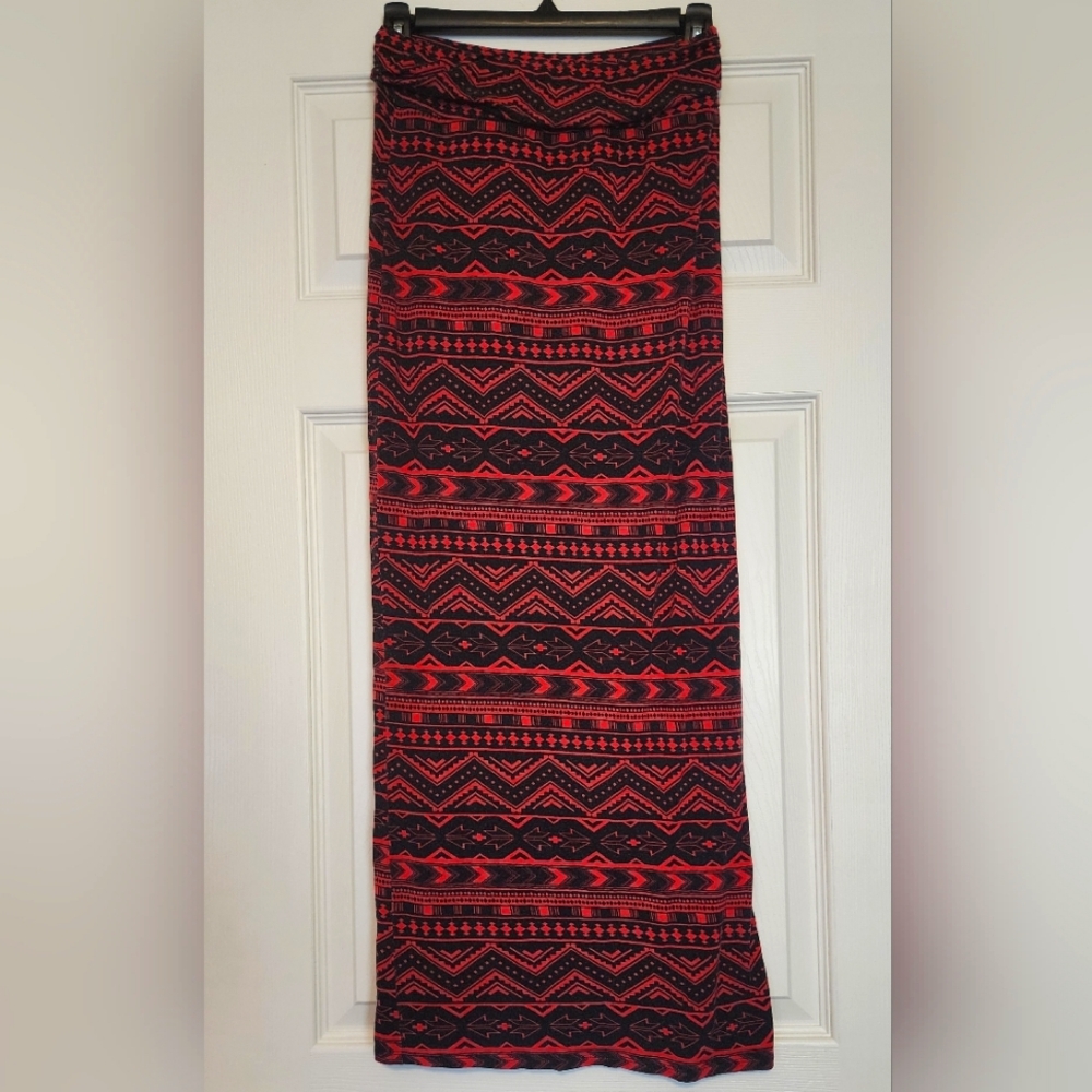 L8teR Aztec Print Maxi Skirt
